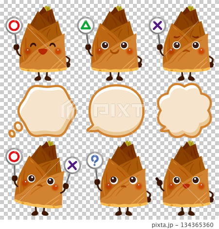 ○×△の札を持った筍のキャラクター ○×△の札を持った筍のキャラクター 134365360