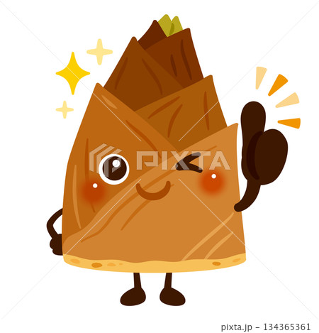 グッドサインを出す筍のキャラクターイラスト グッドサインを出す筍のキャラクターイラスト 134365361