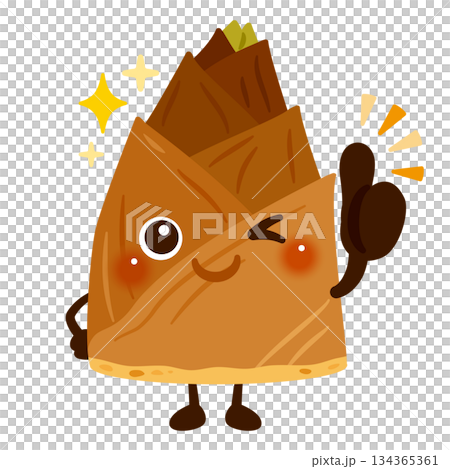 グッドサインを出す筍のキャラクターイラスト グッドサインを出す筍のキャラクターイラスト 134365361