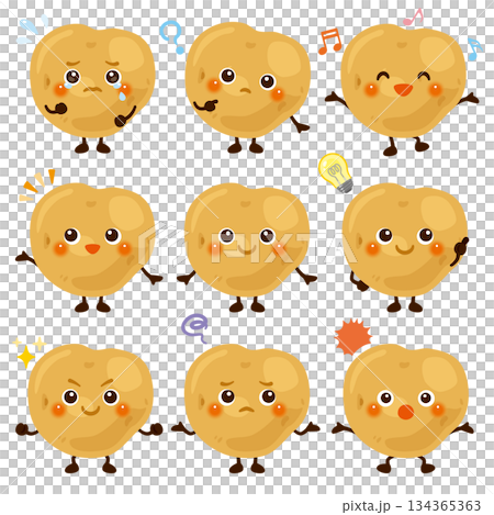 じゃがいものキャラクター 表情セット じゃがいものキャラクター 表情セット 134365363