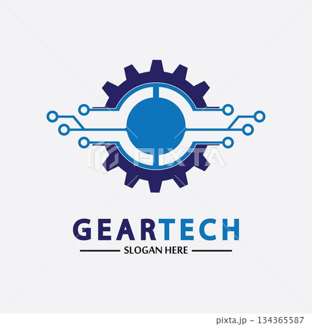 Tech gear logo vector design template. Technology Logo Template Design Vector, Emblem, Design Concept, Creative Symbol, Icon 134365587