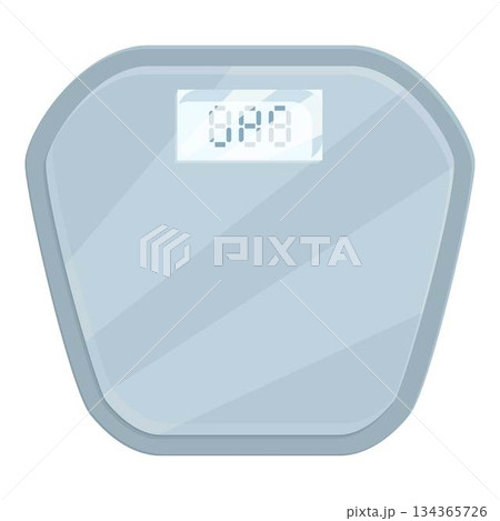 Modern digital bathroom scale displaying weight measurement Modern digital bathroom scale displaying weight measurement 134365726