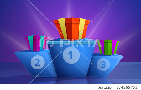 Contest podium concept banner, cartoon style 134365753