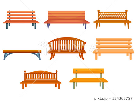 Bench icons set, cartoon style 134365757
