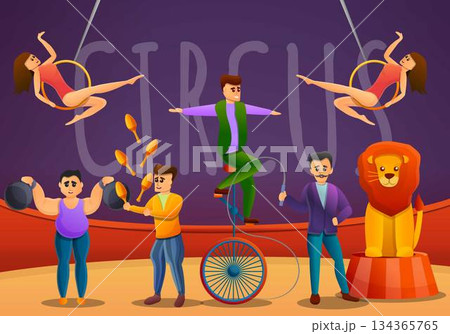 Jongleurs concept banner, cartoon style 134365765