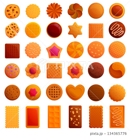 Cookie icons set, cartoon style 134365776