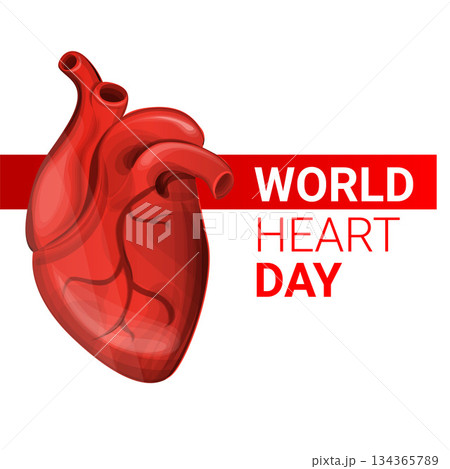 World human heart day concept banner, cartoon style 134365789