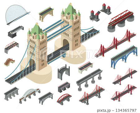 Bridges icons set, isometric style 134365797