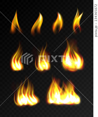 Realistic fire flames set 134365872