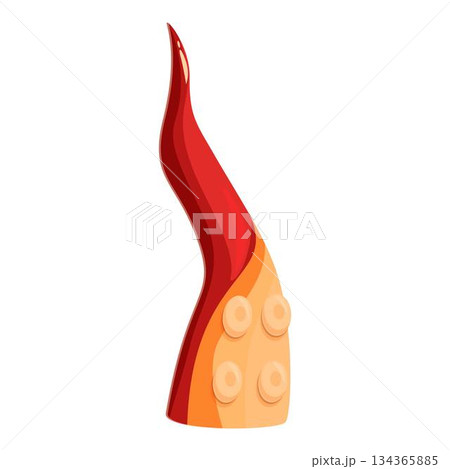 Tentacle of an octopus showing suction cups and red skin 134365885