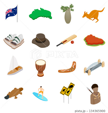 Australia isometric 3d icons 134365900