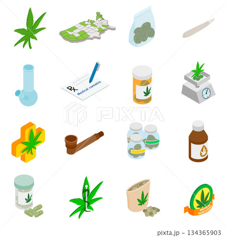 Medical marijuana icons 134365903