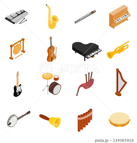Musical Instruments set icons, isometric 3d style Musical Instruments set icons, isometric 3d style 134365918
