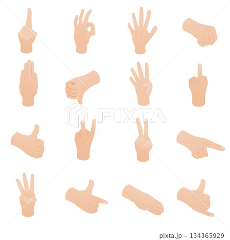 Hand set in isometric 3d style 134365929