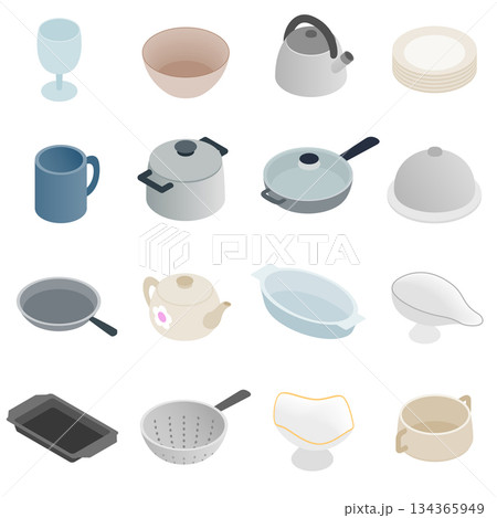 Pastry set icons, isometric 3d style Pastry set icons, isometric 3d style 134365949