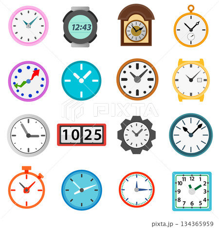 Time and Clock icons set, simple style 134365959