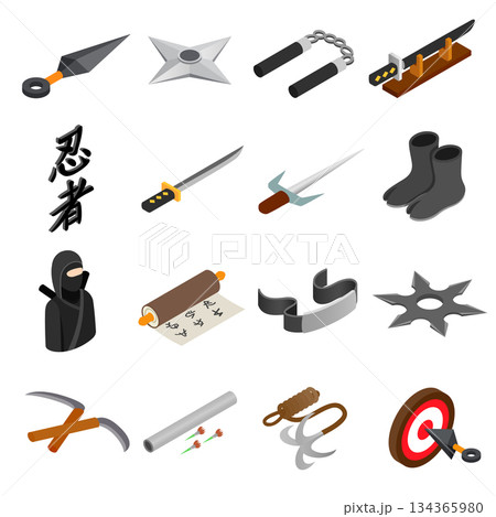 Ninja isometric 3d icon Ninja isometric 3d icon 134365980