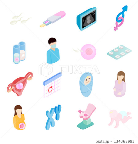 Pregnancy isometric 3d icons set Pregnancy isometric 3d icons set 134365983