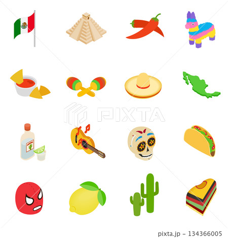 Mexico isometric 3d icons 134366005