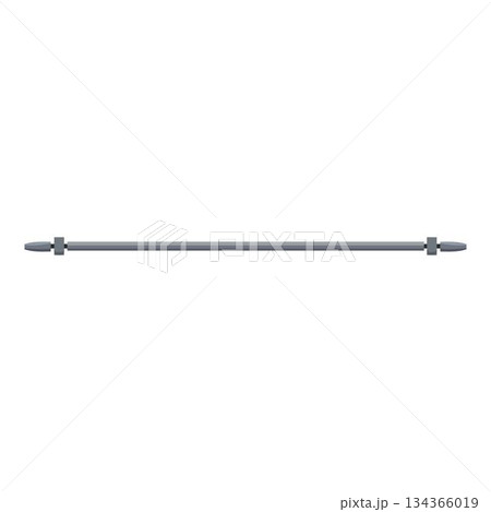 Long metal rod with hexagonal nuts connecting to threaded rods on white background 134366019