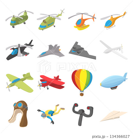 Aviation Icon Set, cartoon style Aviation Icon Set, cartoon style 134366027