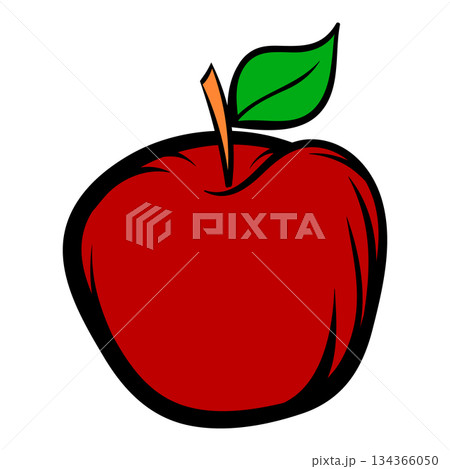 Red apple with green leaf showing freshness and health 134366050