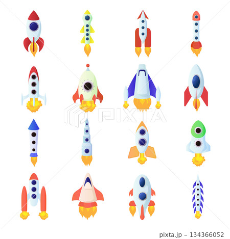 Rocket icons set, cartoon style 134366052