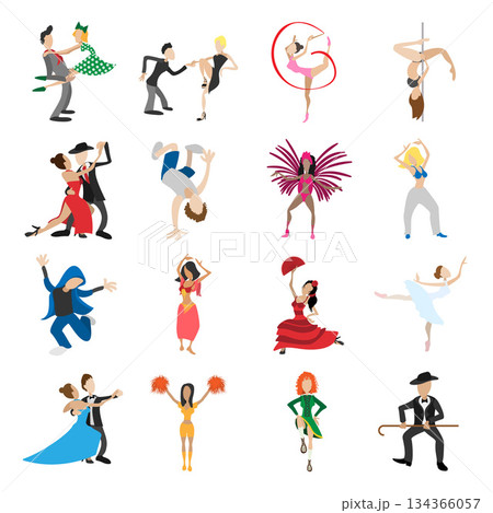 Dances cartoon icons set 134366057