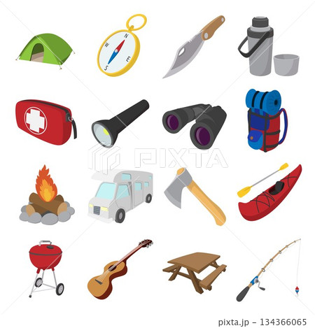 Camping cartoon icons 134366065