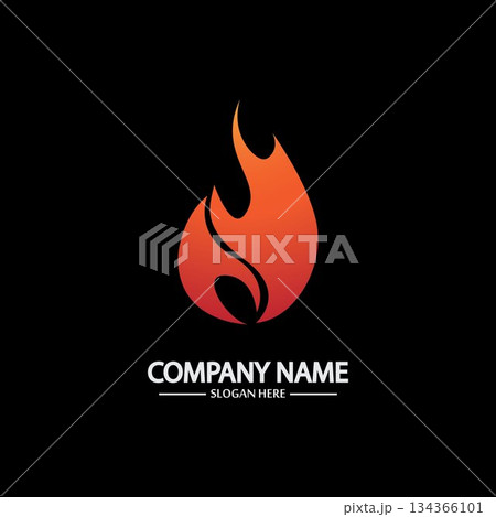 Abstract Fire Flame logo template on black background. Corporate branding identity Abstract Fire Flame logo template on black background. Corporate branding identity 134366101