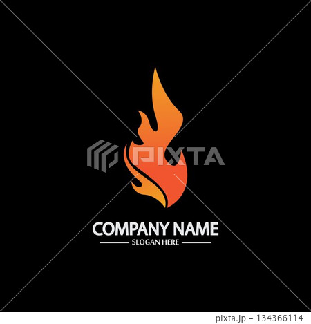 Abstract Fire Flame logo template on black background. Corporate branding identity Abstract Fire Flame logo template on black background. Corporate branding identity 134366114