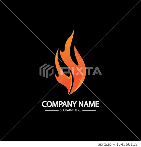 Abstract Fire Flame logo template on black background. Corporate branding identity Abstract Fire Flame logo template on black background. Corporate branding identity 134366115