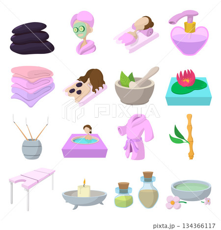 Spa cartoon icons set 134366117