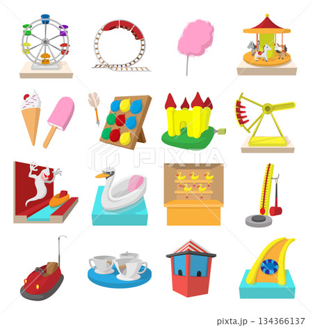 Amusement park cartoon icons Amusement park cartoon icons 134366137
