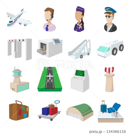 Airport cartoon icons 134366138