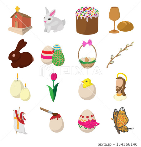 Easter cartoon icons 134366140