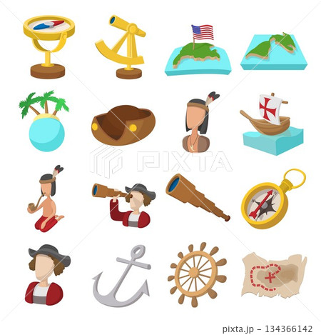 Happy Columbus Day icons 134366142