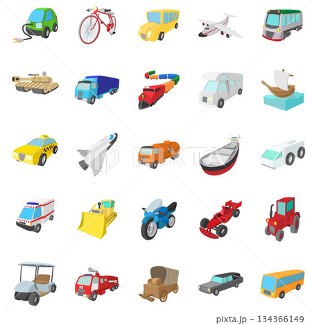 Transportation icons set, cartoon style 134366149