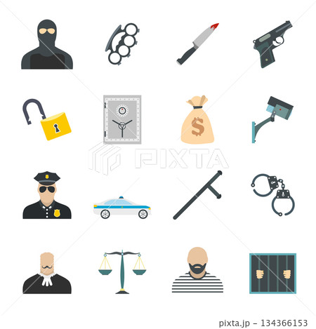 Crime flat icons 134366153