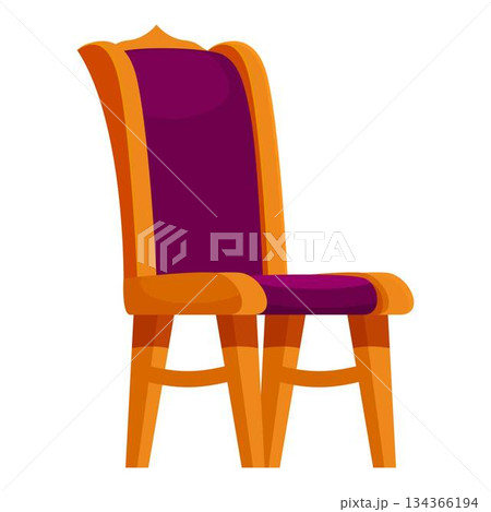Purple and gold royal chair standing on white background Purple and gold royal chair standing on white background 134366194