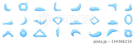 Foam frame icons set. Soap suds bubbles in different shapes forming abstract patterns Foam frame icons set. Soap suds bubbles in different shapes forming abstract patterns 134366210