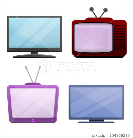 Home movie icons set, cartoon style Home movie icons set, cartoon style 134366259