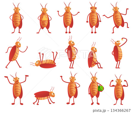 Cockroach icons set, cartoon style 134366267