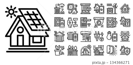 Intelligent building icon set, outline styleのイラスト素材 [134366271] - PIXTA