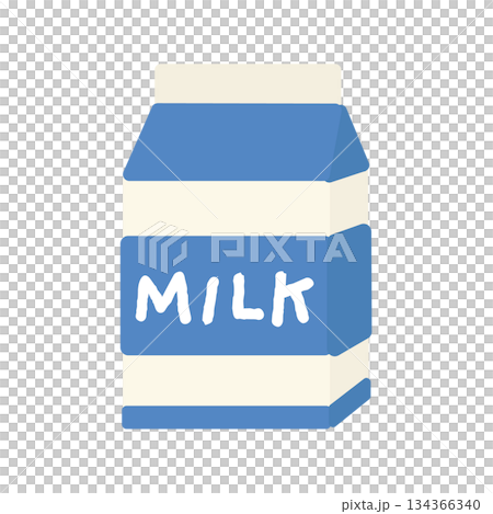 Milk in a paper carton (milk letter) illustration Milk in a paper carton (milk letter) illustration 134366340