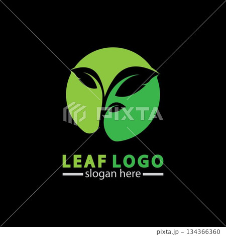 Abstract green leaf logo icon vector design isolated on black background. Landscape design garden, Plant,spa, nature and ecology vector logo. Abstract green leaf logo icon vector design isolated on black background. Landscape design garden, Plant,spa, nature and ecology vector logo. 134366360