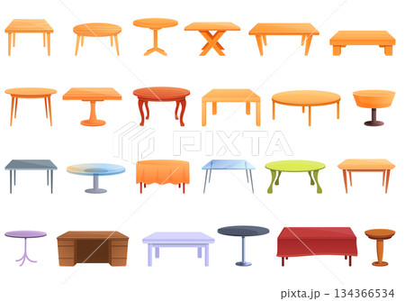 Table icons set, cartoon style Table icons set, cartoon style 134366534