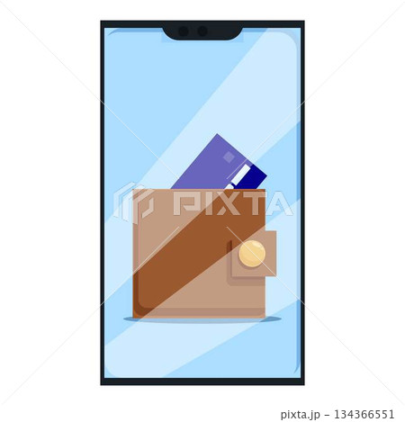 Smartphone showing wallet with credit card for online payment 134366551