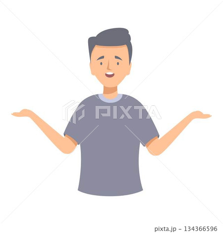 Young man shrugging shoulders with questioning expression 134366596