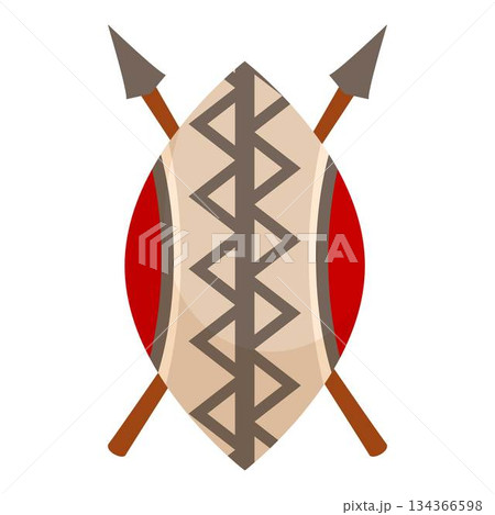 African tribal shield and crossed spears protecting from attack African tribal shield and crossed spears protecting from attack 134366598